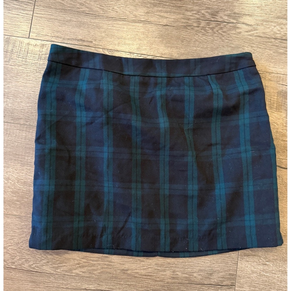 Gap Plaid Mini Skirt Navy Green Women Size 4 Back‎ Zip Lined